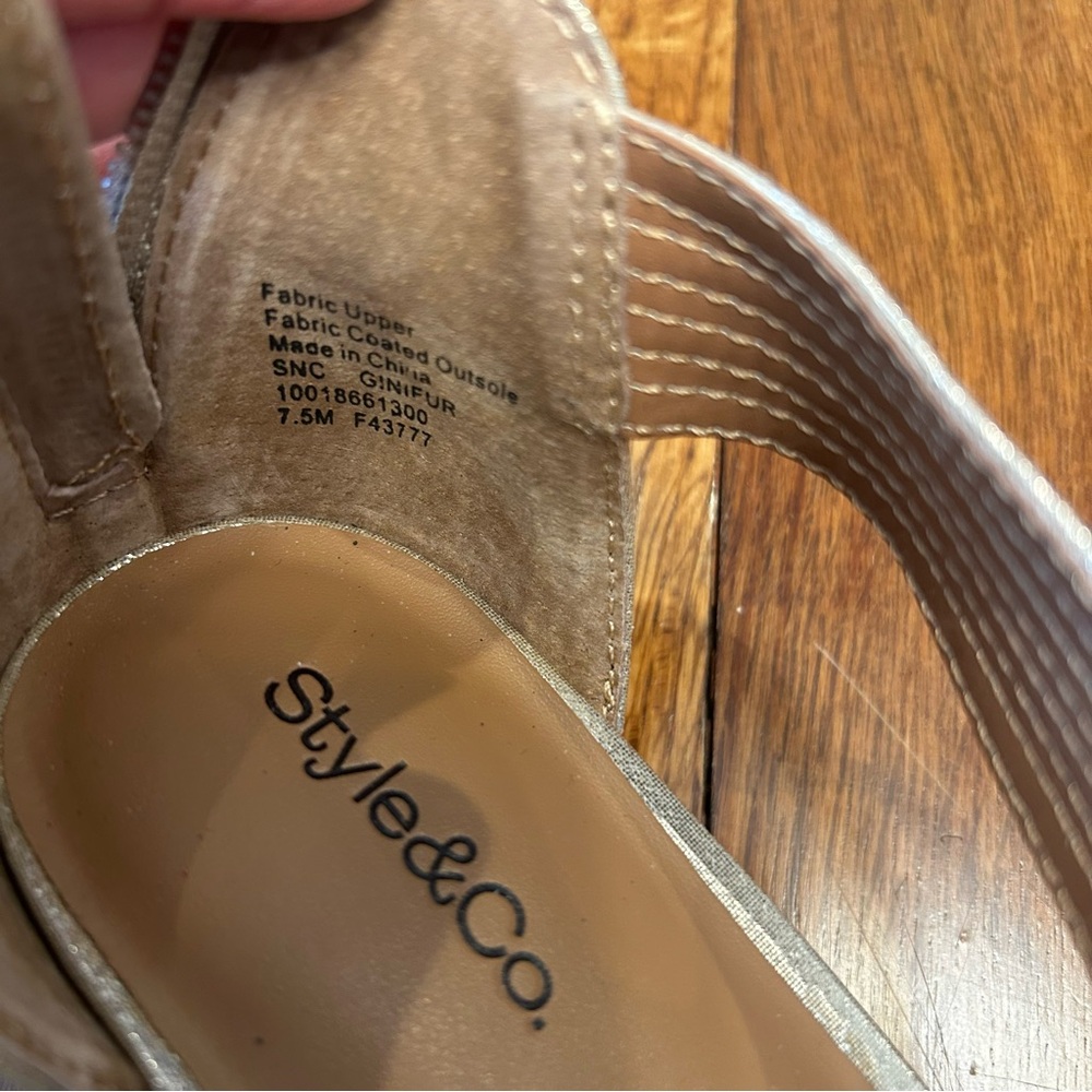 Style & Co Gold Rhinestone Dress Sandals Womens 7.5 Wedding Evening Prom Heels - Picture 3 of 5